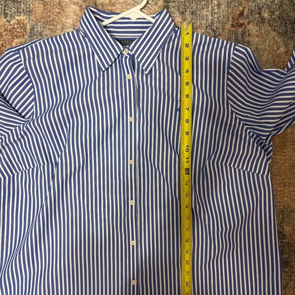 LRL Ralph Lauren Women's Plus Non-Iron Button-Front Shirt Top Blouse 2X Stripe - Picture 9 of 10